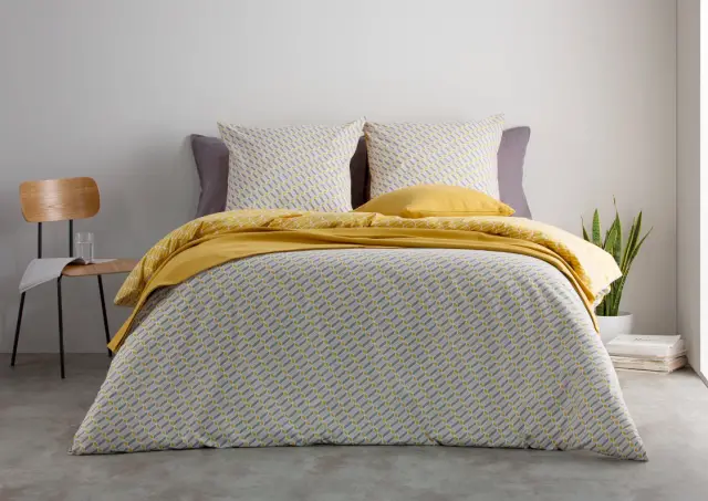 parure de lit deco gris et jaune