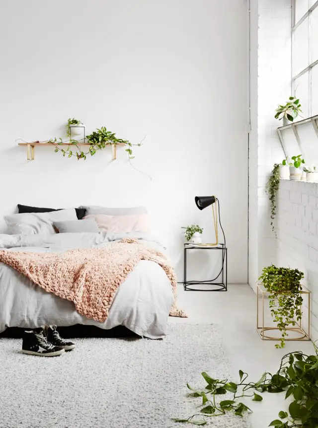 idee deco chambre minimaliste urban jungle plantes