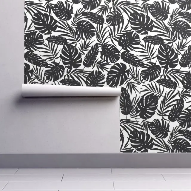 papier peint tropical noir et blanc