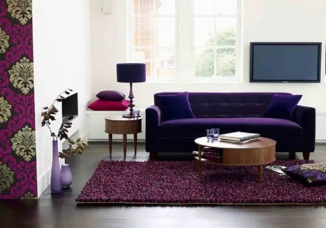 deco salon canape violet contemporain