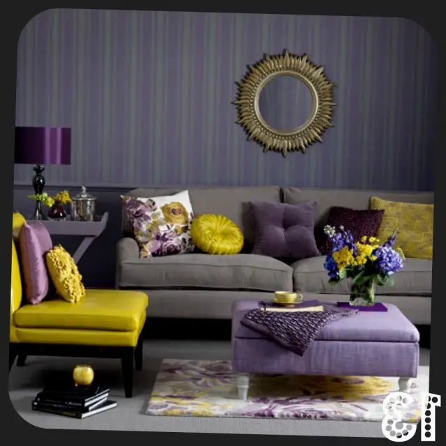 decoration salon detail accessoires violet