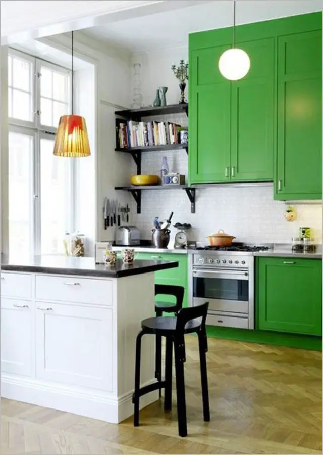peinture vert mobilier cuisine