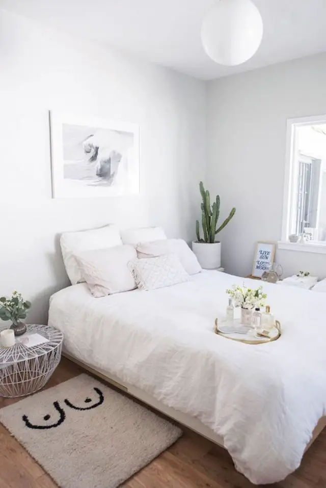 decoration chambre minimaliste blanche style épuré et moderne