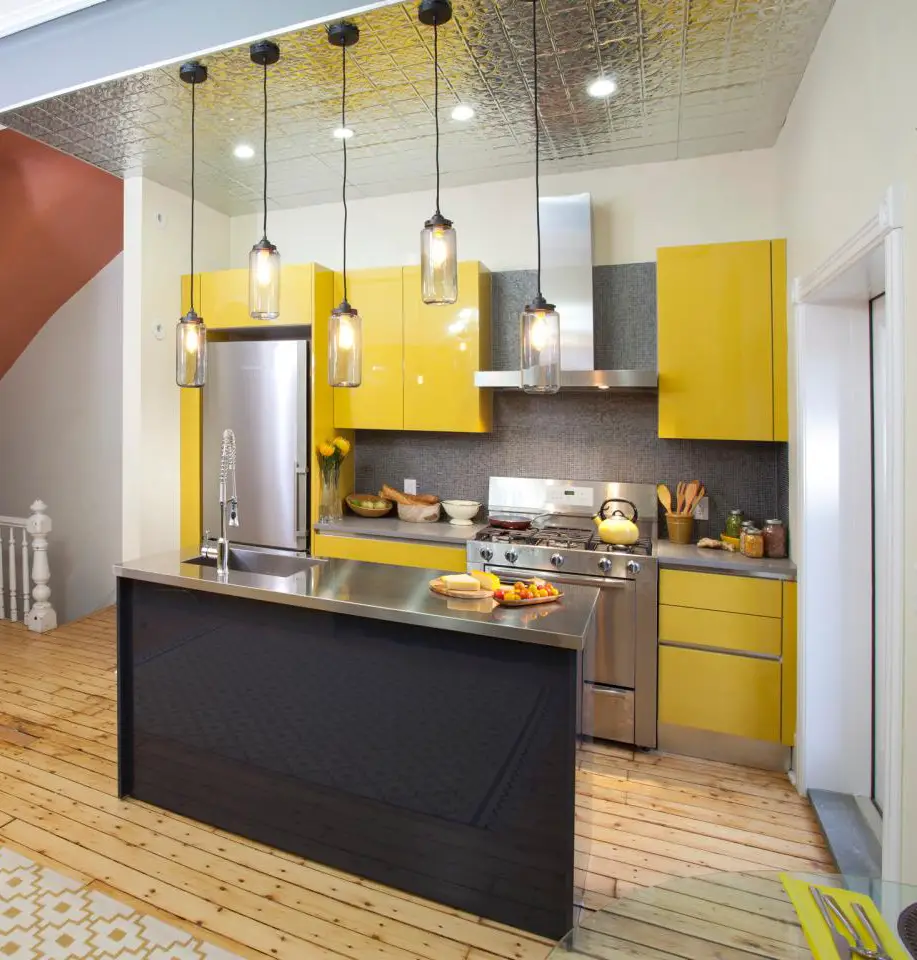 meubles de cuisine colore jaune