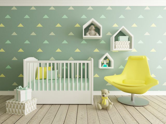 chambre de bebe decoration neutre vert et jaune