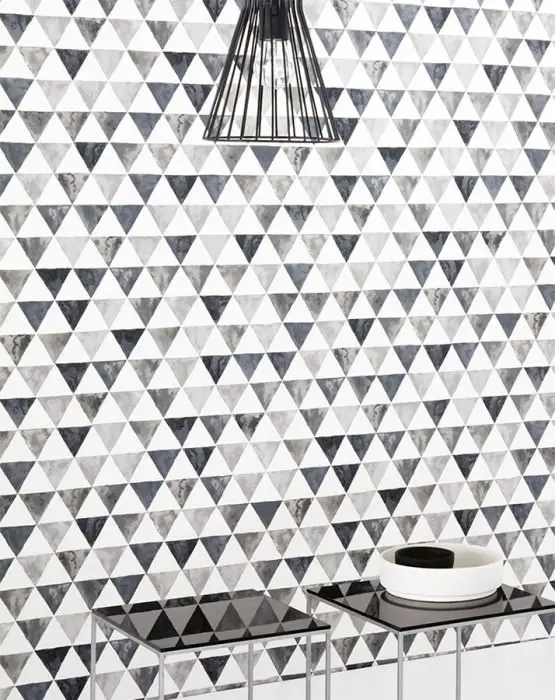 bureau papier peint noir et blanc triangle