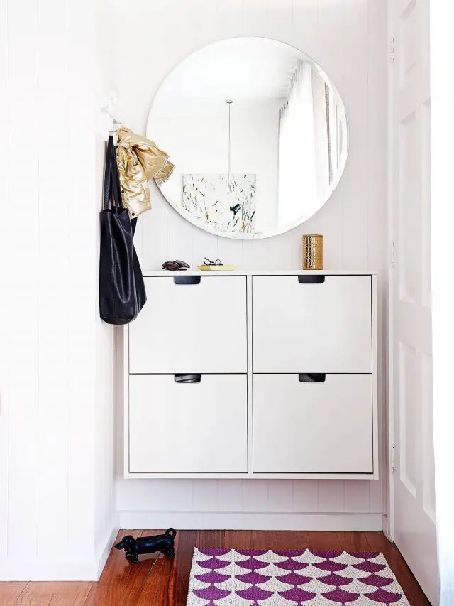 exemple décoration intérieure entrée -  miroir entree petit espace meuble a chaussures