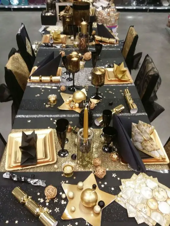 nouvel an decoration paillette table