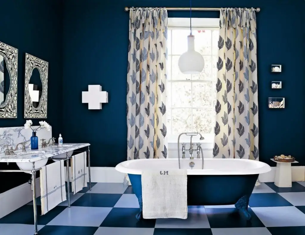 couleur sombre salle de bain bleu foncee