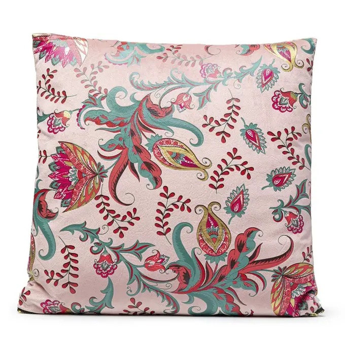 coussin imprime fleur rose