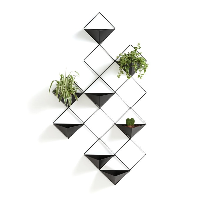 plante deco murale cache pot noir geometrique