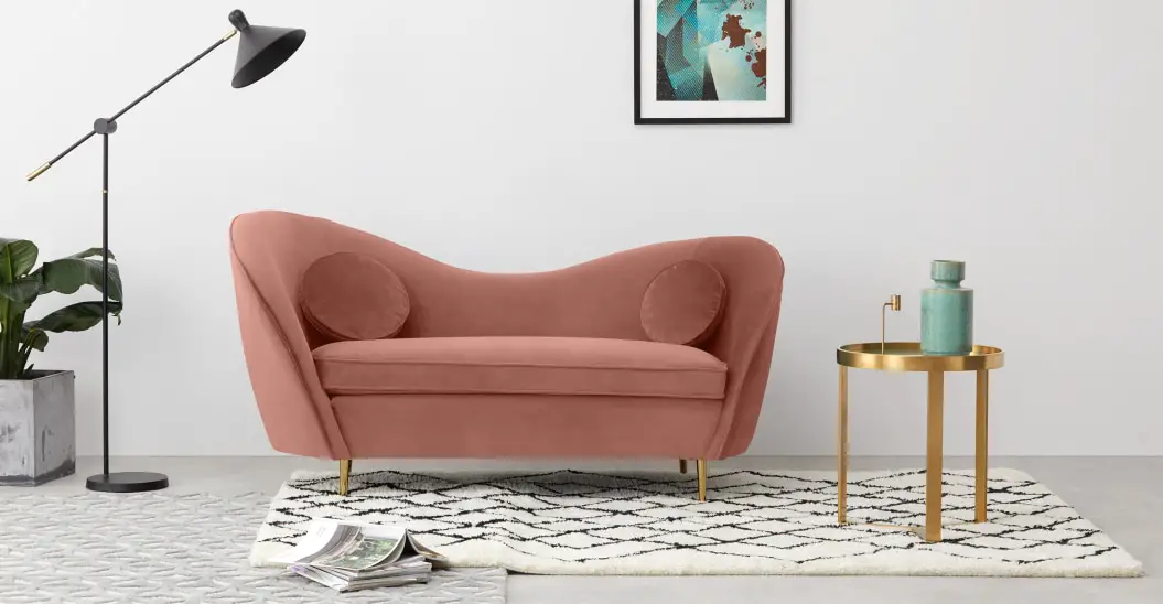 velours deco canape rose retro