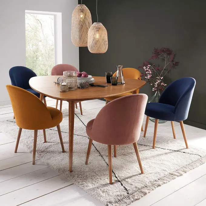 velours deco chaises salle a manger couleur