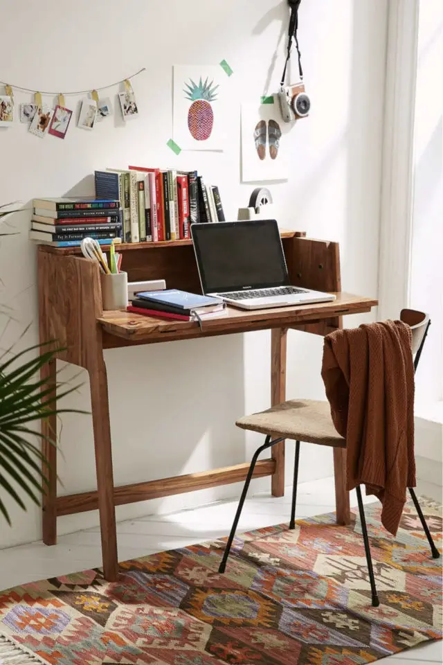 gain de place petit bureau  bois petit modele