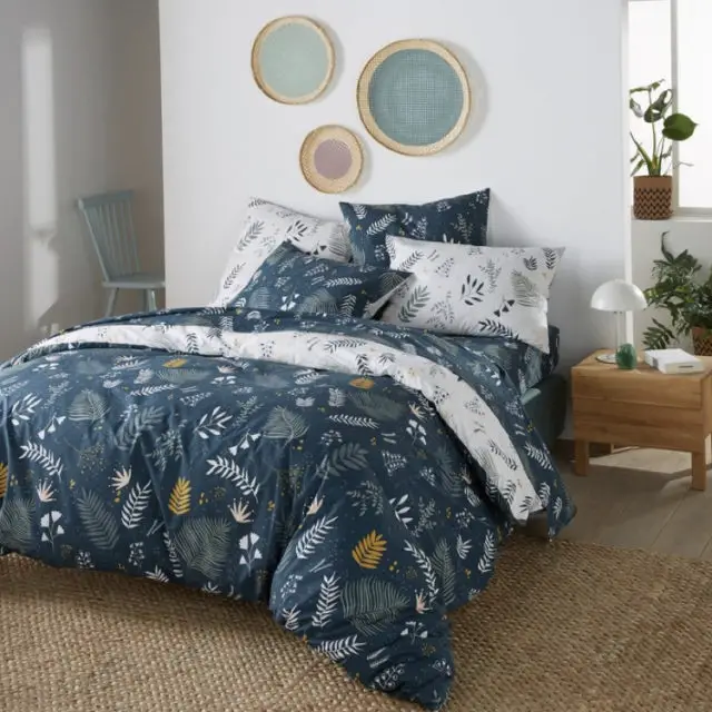 ambiance déco nature chambre linge de lit motif floral