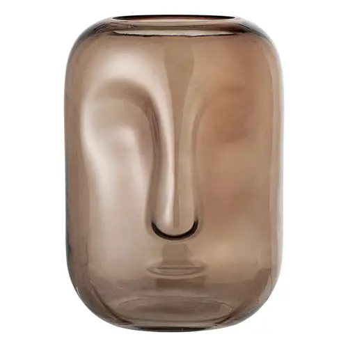 decoration visage vase marron en  verre