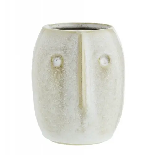 decoration visage vase beige en céramique
