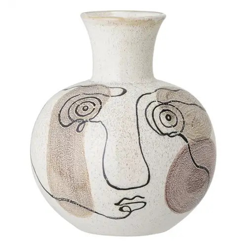 decoration visage vase beige imprimé