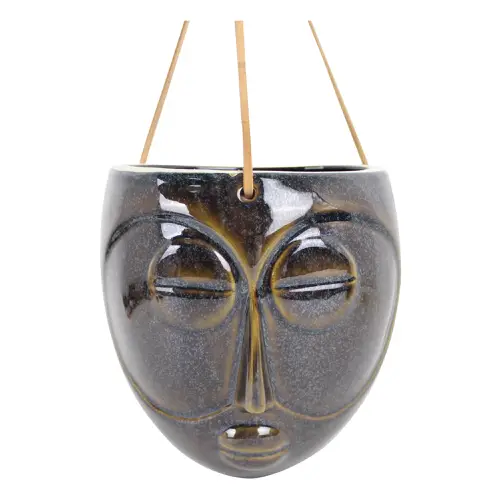 decoration visage pot de fleur suspendu