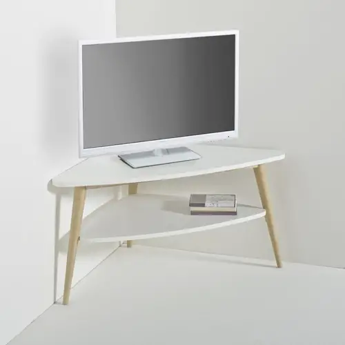 petit meuble télé blanc angle scandinave