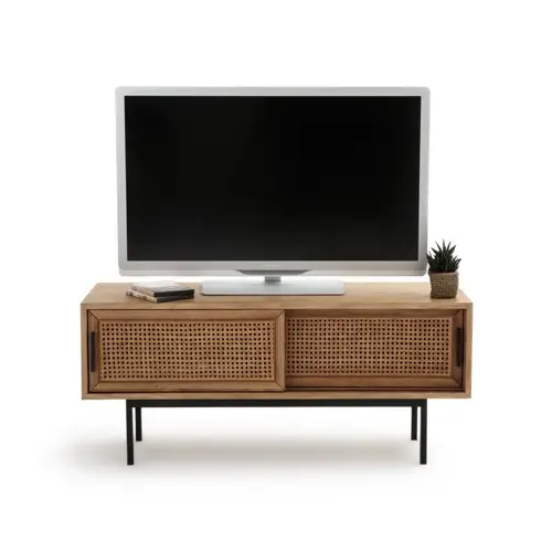 petit meuble TV déco cannage