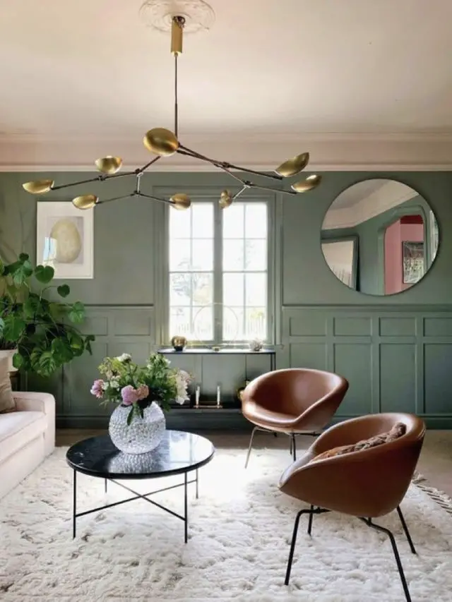 peinture vert sauge fauteuil vintage cuir