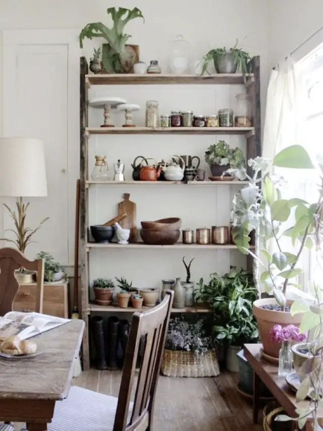 salle a manger style nature exemple plante etagere a poser