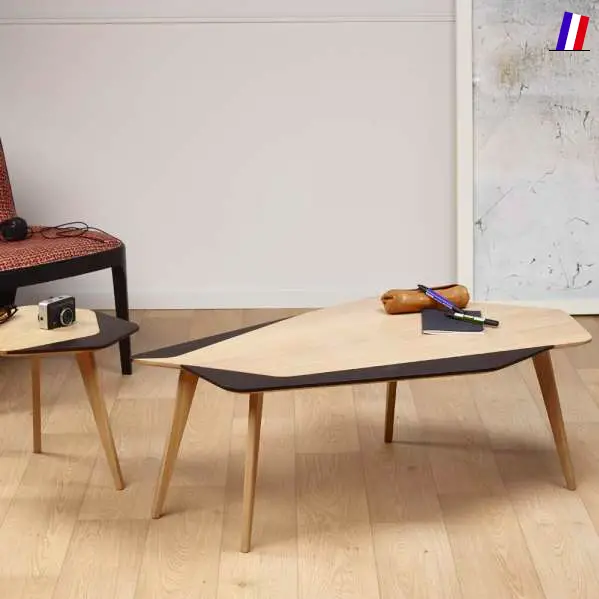 salon 4 pieds made in France table basse deco bois