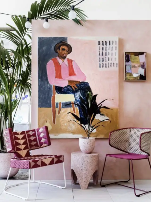 salon deco style arty couleur rose