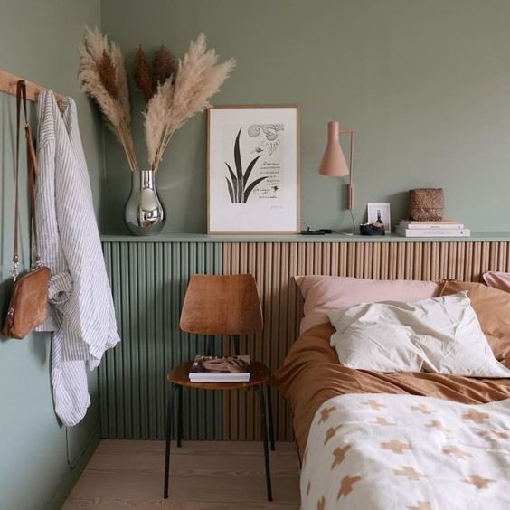 vert sauge chambre nature bois inspiration