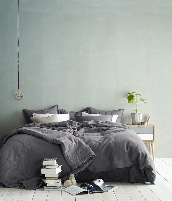 vert sauge et gris chambre