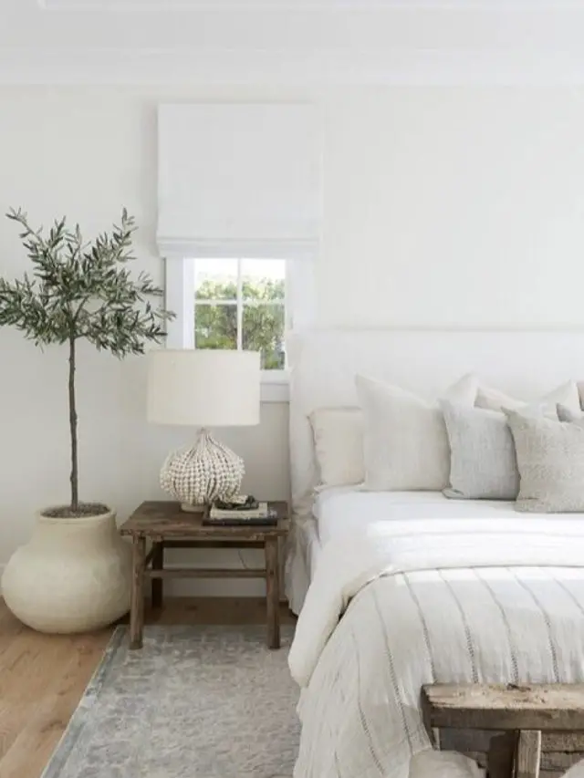 decoration chambre blanche exemple classique chic et naturelle
