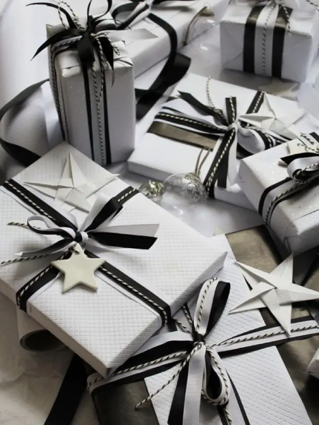 emballage cadeau elegant exemple blanc detail noir