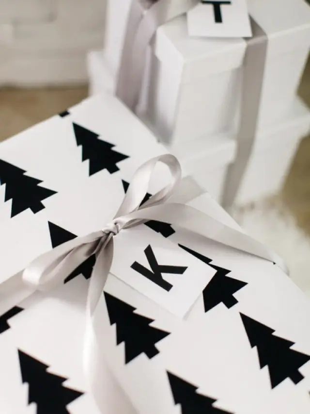 emballage cadeau elegant exemple blanc sapin noir contraste