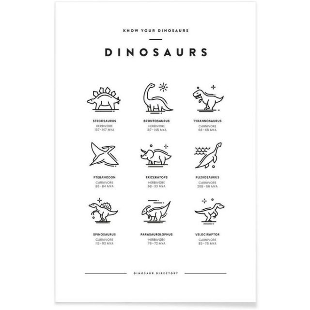 enfant cadeau noel deco poster affiche dinosaure