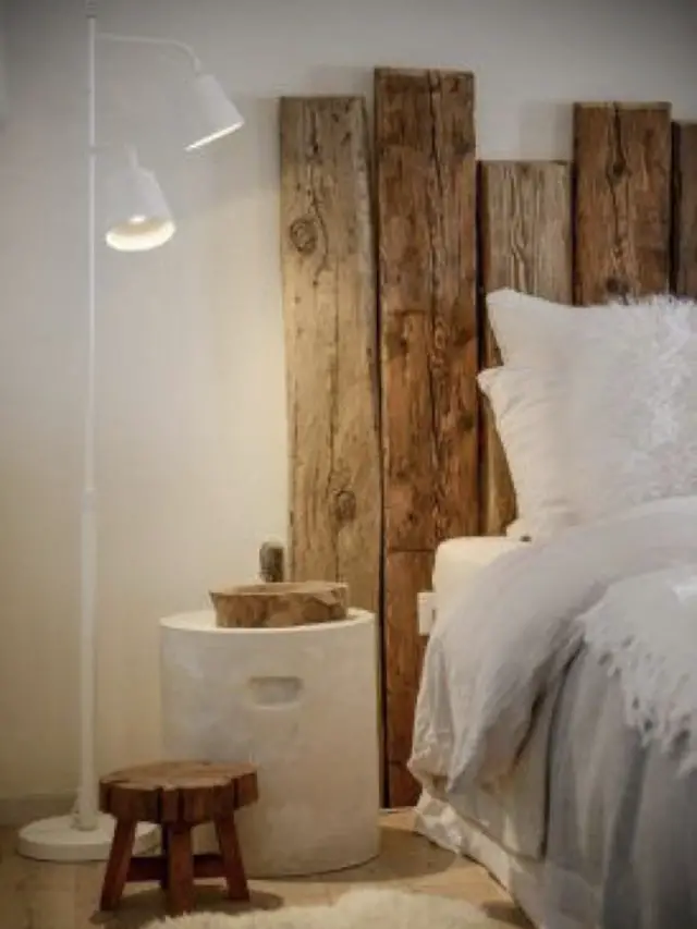 exemple decoration chambre blanche moderne tete de lit recup palettes bois diy