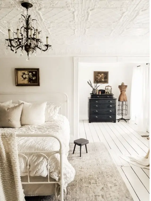 exemple decoration chambre blanche moderne ambiance classique chaleureuse et claire