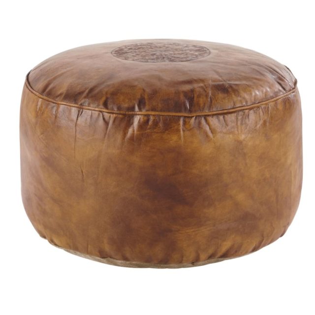 offrir mobilier deco noel pouf en cuir rond