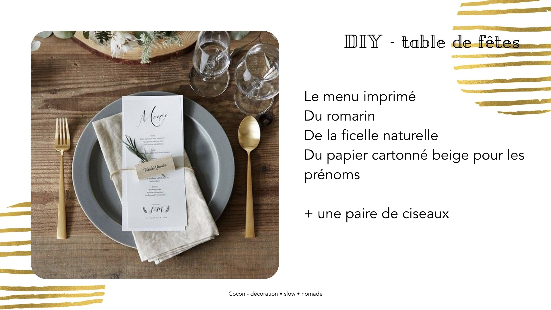 DIY table noel Marque-place avec menu pour noël