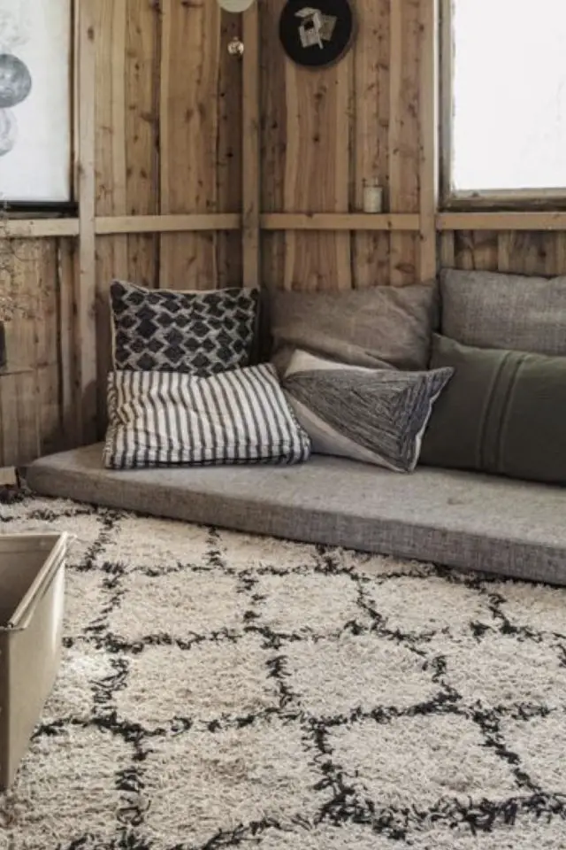 comment creer salon cocooning hiver tapis berbère tendance moderne