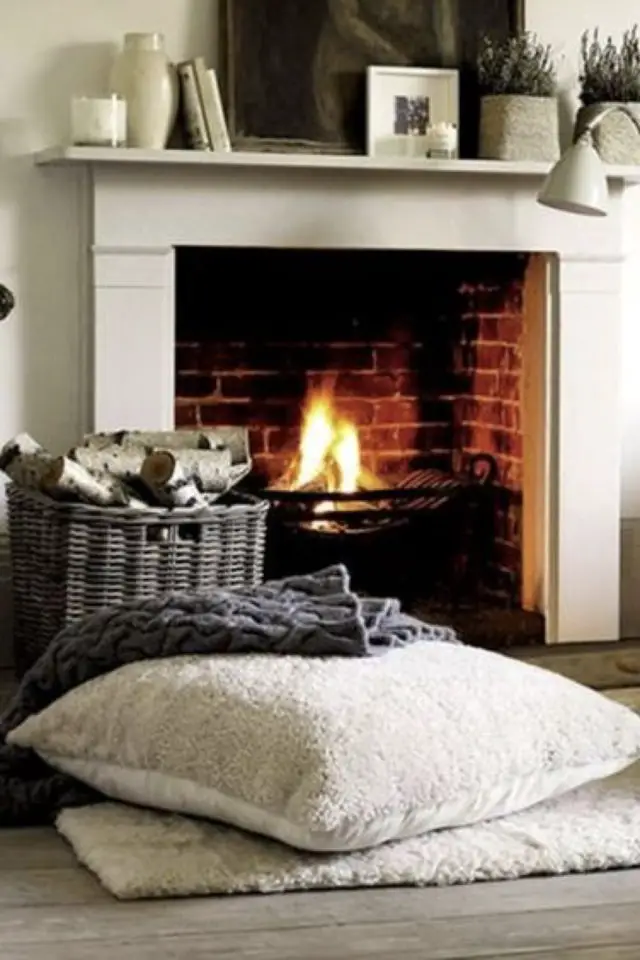 comment creer salon cocooning cheminée feu de bois 