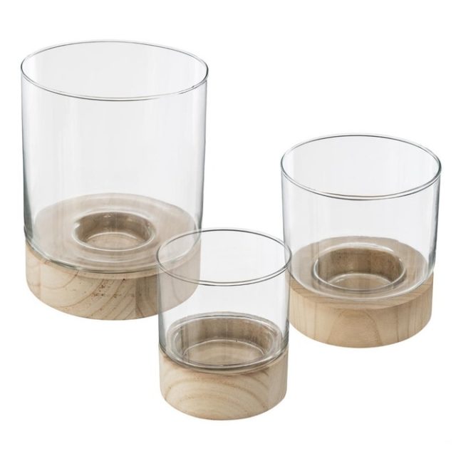 deco table noel slow photophore socle en bois et verre