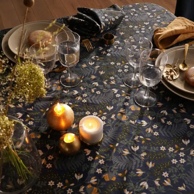 noel deco table slow nappe imprimée nature automne