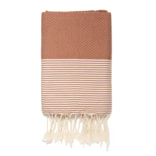 accessoire deco terracotta association gris fouta plaid