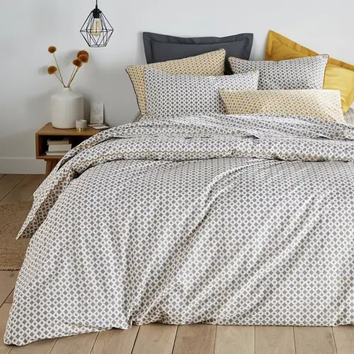 chambre linge de lit gris moderne cosy jaune