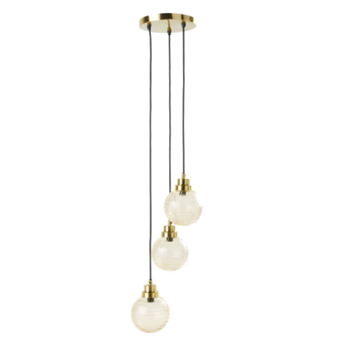 decoration petit prix maisons du monde soldes 2021 suspension élégante 3 globes en verre et laiton