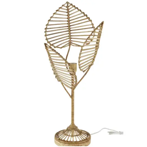 decoration petit prix maisons du monde soldes 2021 lampe à poser naturelle rotin motif végétal