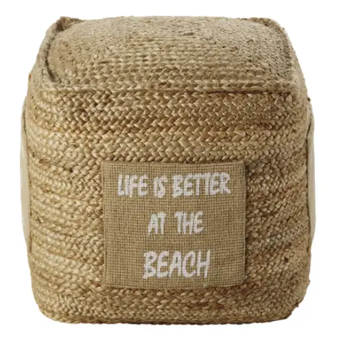 decoration petit prix maisons du monde soldes 2021 pouf en fibre naturelle tressee ambiance bord de mer