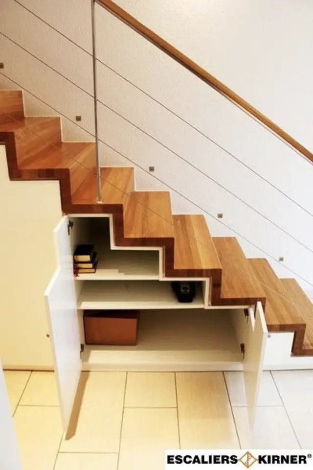quels espaces amenager pour gagner place rangement dans les marches d'escaliers exemple