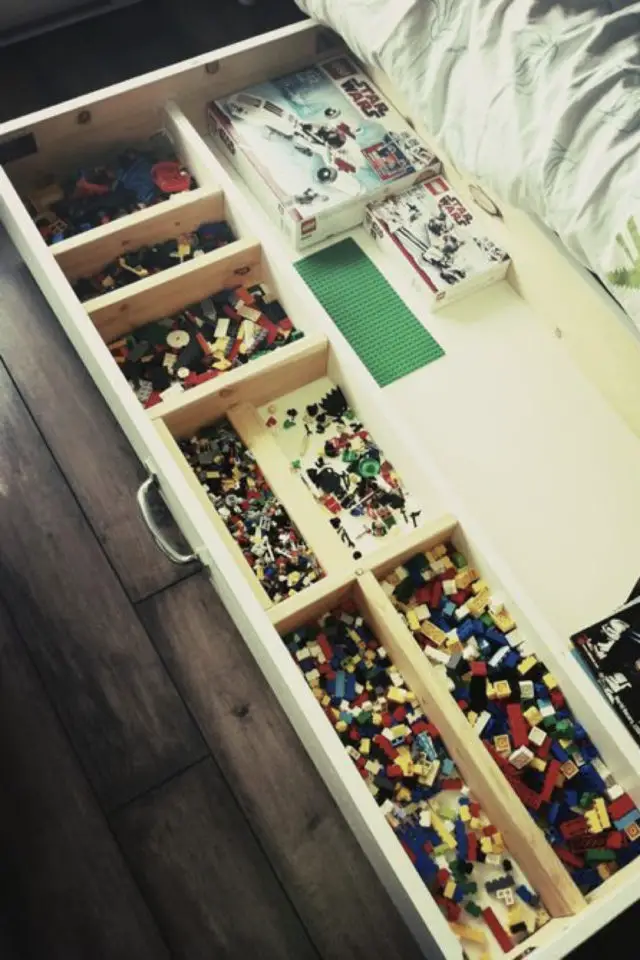 chambre enfant rangement jouet malin exemple tiroir dessous de lit lego